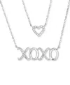 Macy's Diamond Heart And Xoxo 17" Layered Necklace (1/10 Ct. T.w.) In Sterling Silver In Silver