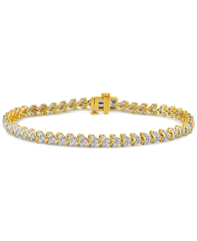 Macy's Diamond Heart Cluster Tennis Bracelet (3 Ct. T.w.) In 10k Gold In Yellow Gold