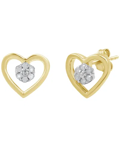 Macy's Diamond Heart Earrings (1/10 Ct. T.w.) In Sterling Silver (also In 14k Gold-plated Sterling Silver)