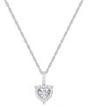 Macy's Diamond Heart Halo 18" Pendant Necklace (1/4 Ct. T.w.) In Sterling Silver In Sterling Silver