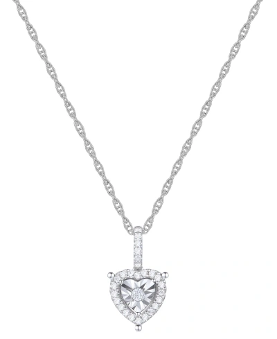 Macy's Diamond Heart Halo 18" Pendant Necklace (1/4 Ct. T.w.) In Sterling Silver
