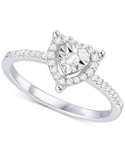 Macy's Diamond Heart Halo Ring (1/4 Ct. T.w.) In Sterling Silver