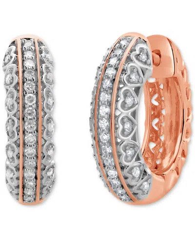 Macy's Diamond Heart Hoop Earrings (1/5 Ct. T.w.) In 10k Rose Gold