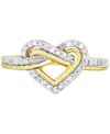 Macy's Diamond Heart Knot Ring (1/3 Ct. T.w.) In Sterling Silver & 10k Gold-plate In Yellow Gro