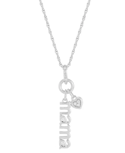 Macy's Diamond Heart Mama Pendant Necklace (1/20 Ct. T.w.) In Sterling Silver Or 14k Gold-plated Sterling S