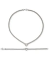 Macy's Diamond Heart Mesh Link Bracelet Necklace Collection In Sterling Silver In Sterling Silver
