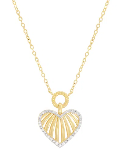 Macy's Diamond Heart Pendant 18" Necklace (1/10 Ct. T.w.) In 14k Gold-plated Sterling Silver