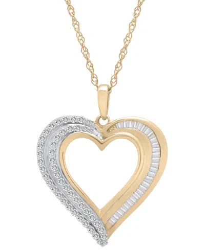 Macy's Diamond Heart Pendant 18" Necklace (1/2 Ct. T.w.) In 10k Gold, Exclusively At  In Yellow Gold
