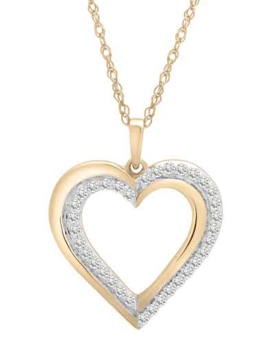 Macy's Diamond Heart Pendant 18" Necklace (1/4 Ct. T.w.) In 10k Gold, Exclusively At  In Yellow Gold