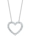 Macy's Diamond Open Heart Pendant Necklace (1 Ct. T.w.) In 14k White Gold, 16" + 2" Extender