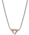 Macy's Diamond Heart Pendant Necklace (1/10 Ct. T.w.) In Sterling Silver & 14k Rose Gold-plate, 18" + 3" Ex In Sterling Silver  Rose Gold-plate