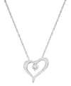 Macy's Diamond Heart Pendant Necklace (1/10 Ct.t.w.) In 10k White Gold In Metallic