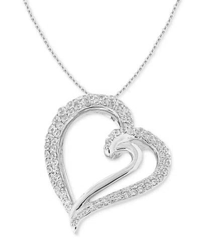 Macy's Diamond Heart Pendant Necklace (1/2 Ct. T.w.) In 10k White Gold
