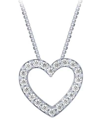 Macy's Diamond Heart Pendant Necklace (1/2 Ct. T.w.) In 14k White Gold, 16" + 2" Extender