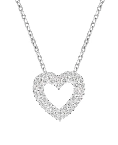 Macy's Diamond Heart Pendant Necklace (1/3 Ct. T.w.) In 10k White Gold In Gray