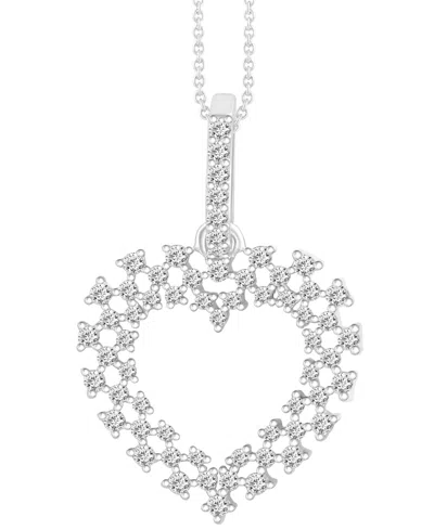 Macy's Diamond Heart Pendant Necklace (1/4 Ct. T.w.) In 10k White Gold