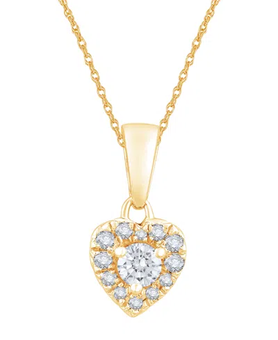 Macy's Diamond Heart Shape Halo Pendant Necklace (1/4 Ct. T.w.) In 10k Yellow Gold (also In 10k White Gold)