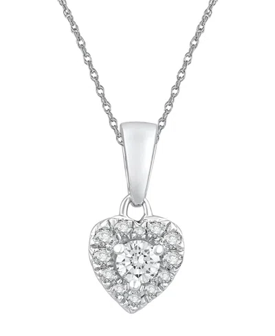 Macy's Diamond Heart Shape Halo Pendant Necklace (1/4 Ct. T.w.) In 10k Yellow Gold (also In 10k White Gold) In Silver