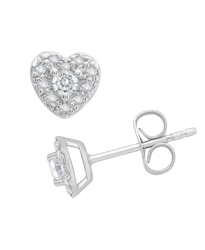 Macy's Diamond Heart Shape Halo Stud Earrings (1/4 Ct. T.w.) In 10k White Gold