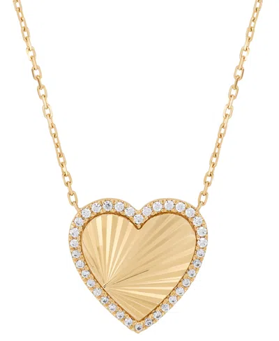 Macy's Diamond Heart Sunray Halo 18" Pendant Necklace (1/6 Ct. T.w.) In 14k Gold-plated Sterling Silver