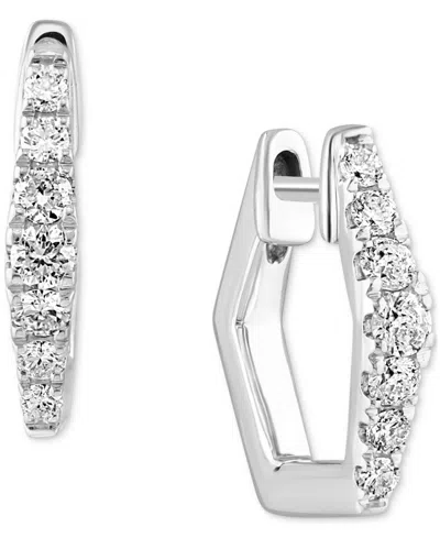 Macy's Diamond Hexagon Hoop Earrings (3/8 Ct. T.w.) In 14k White Gold