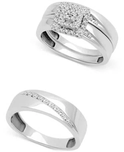 Macy's 3 Pc. Set Diamond His Hers Wedding Collection In 14k White Gold