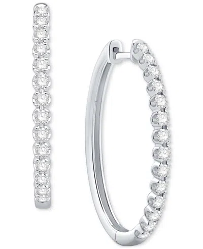 Macy's Diamond Hoop Earring (3/4 Ct.tw.) In 10k White Gold Or 10k Yellow Gold