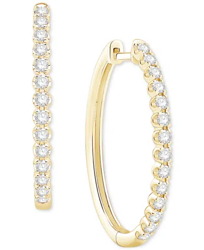 Macy's Diamond Hoop Earring (3/4 Ct.tw.) In 10k White Gold Or 10k Yellow Gold