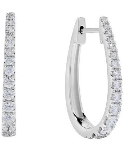 Macy's Diamond Hoop Earrings (0.65 Ct. T.w.) In 14k White Gold In Silver