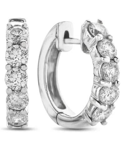 Macy's Diamond Hoop Earrings (1 1/2 Ct. T.w.) In 14k White Gold In Silver