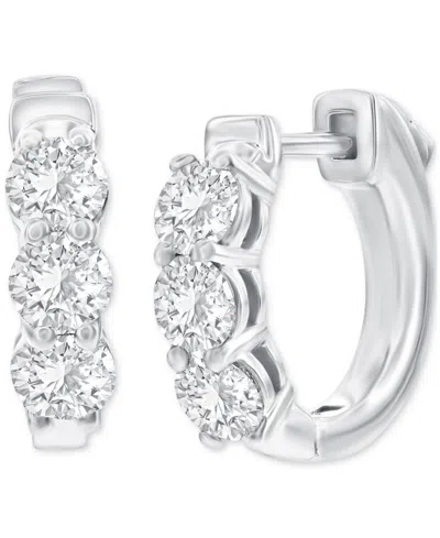 Macy's Diamond Hoop Earrings (1-1/2 Ct. T.w.) In 14k White Or Yellow Gold In White Gold