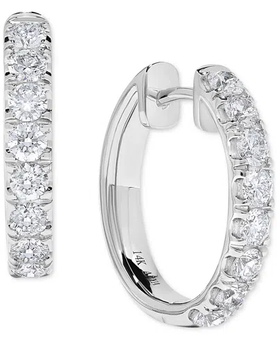 Macy's Diamond Hoop Earrings (1-1/3 Ct. T.w.) In 14k White Gold