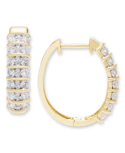 Macy's Diamond Hoop Earrings (1 Ct. T.w.) In 10k Yellow Gold
