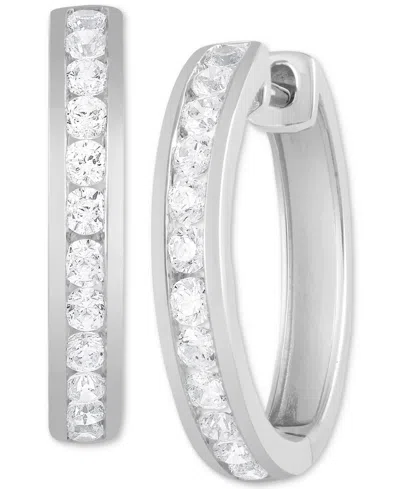 Macy's Diamond Hoop Earrings (1 Ct. T.w.) In 14k White Gold
