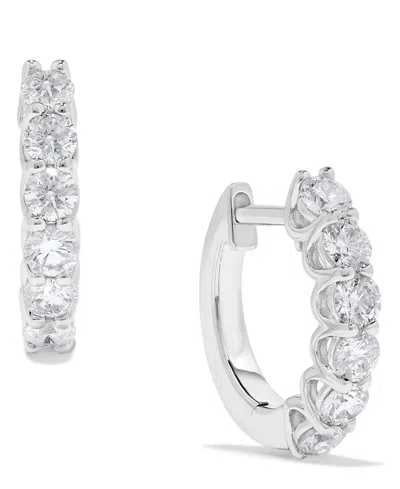 Macy's Diamond Hoop Earrings (1 Ct. T.w.) In 14k White Gold