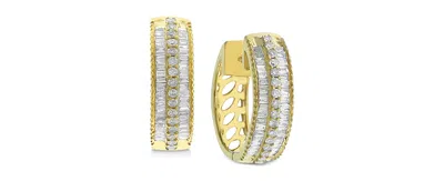 Macy's Diamond Hoop Earrings (1/2 Ct. T.w.) In 14k Gold-plated Sterling Silver