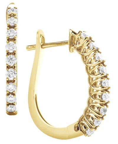 Macy's Diamond Hoop Earrings (1/2 Ct. T.w.) In 14k Yellow Gold