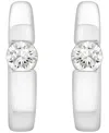 Macy's Diamond Hoop Earrings (1/4 Ct. T. W.) In Sterling Silver In Metallic