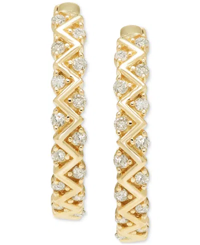 Macy's Diamond Hoop Earrings (1/4 Ct. T.w.) In 10k Yellow Gold