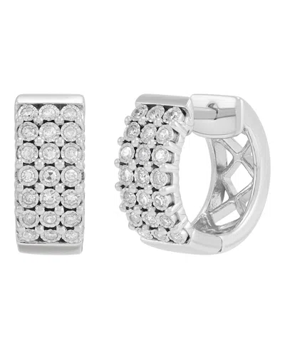 Macy's Diamond Hoop Earrings (1/4 Ct. T.w.) In Sterling Silver In Metallic