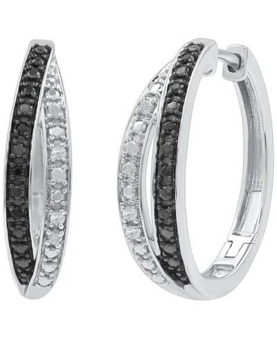 Macy's Diamond Hoop Earrings (1/6 Ct. T.w.) In Sterling Silver In Multi