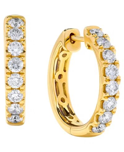 Macy's Diamond Hoop Earrings (3/4 Ct. T.w.) In 14k Yellow Gold