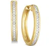 Macy's Diamond Hoop Earrings In Sterling Silver (1/4 Ct. Tw.) In Yellow Gold,silver