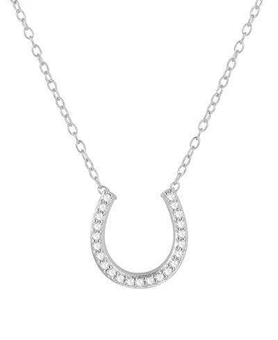 Macy's Diamond Horseshoe 18" Pendant Necklace (1/8 Ct. T.w.) In Sterling Silver