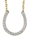 Macy's Diamond Horseshoe 18" Pendant Necklace (1/8 Ct. T.w.) In Sterling Silver Or 14k Gold-plated Sterling In Gold