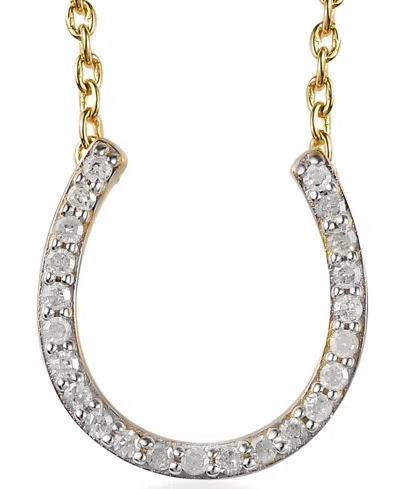 Macy's Diamond Horseshoe 18" Pendant Necklace (1/8 Ct. T.w.) In Sterling Silver Or 14k Gold-plated Sterling