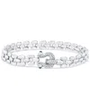 Macy's Diamond Horseshoe Clasp Panther Link Chain Bracelet (1/5 Ct. T.w.) In Sterling Silver In Sterling Silver