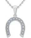 Macy's Diamond Horseshoe Pendant Necklace (1/10 Ct. T.w.) In Sterling Silver In Sterling Silver