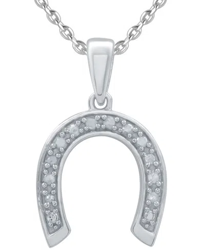Macy's Diamond Horseshoe Pendant Necklace (1/10 Ct. T.w.) In Sterling Silver