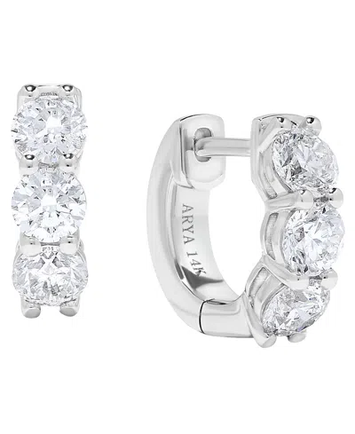Macy's Diamond Huggie Earrings (2 Ct. T.w.) In 14k White Gold In Metallic